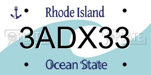 3ADX33 Rhode Island License Plate
