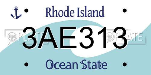 3AE313 Rhode Island License Plate
