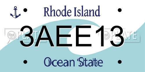 3AEE13 Rhode Island License Plate