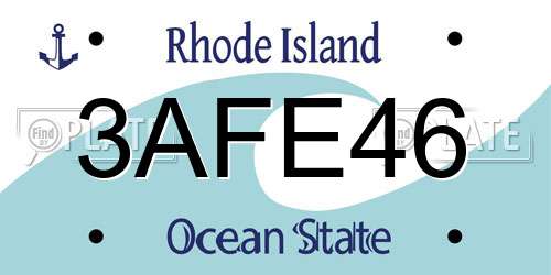 3AFE46 Rhode Island License Plate