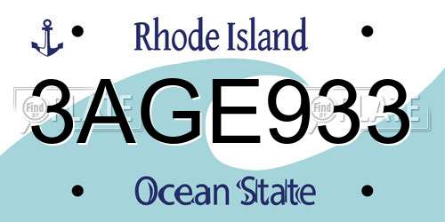 3AGE933 Rhode Island License Plate