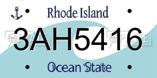 3AH5416 Rhode Island License Plate