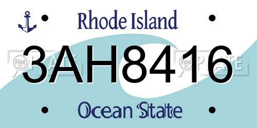 3AH8416 Rhode Island License Plate