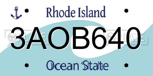 3AOB640 Rhode Island License Plate