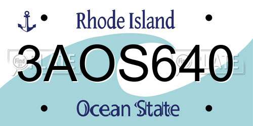 3AOS640 Rhode Island License Plate