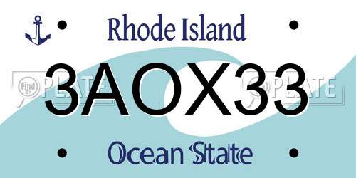 3AOX33 Rhode Island License Plate