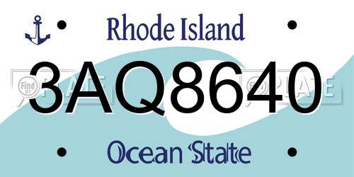 3AQ8640 Rhode Island License Plate