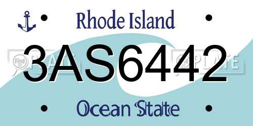 3AS6442 Rhode Island License Plate