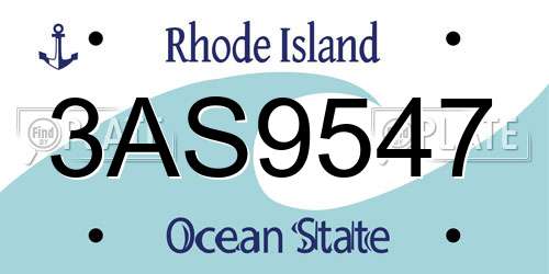 3AS9547 Rhode Island License Plate