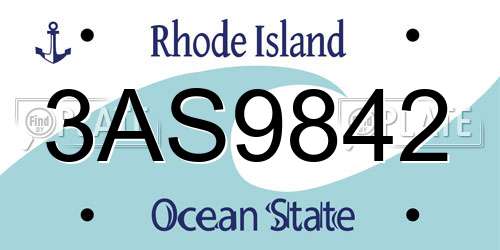 3AS9842 Rhode Island License Plate