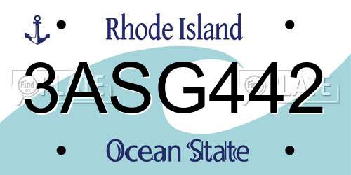 3ASG442 Rhode Island License Plate