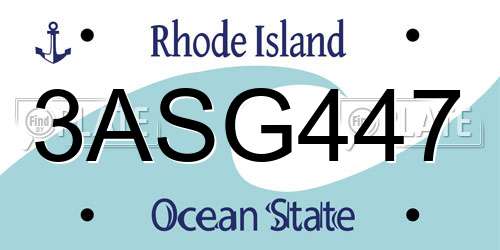 3ASG447 Rhode Island License Plate