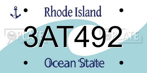 3AT492 Rhode Island License Plate