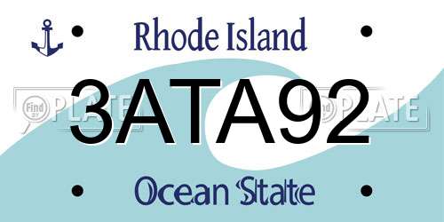 3ATA92 Rhode Island License Plate