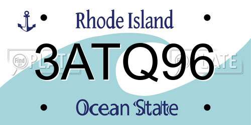 3ATQ96 Rhode Island License Plate