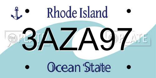 3AZA97 Rhode Island License Plate