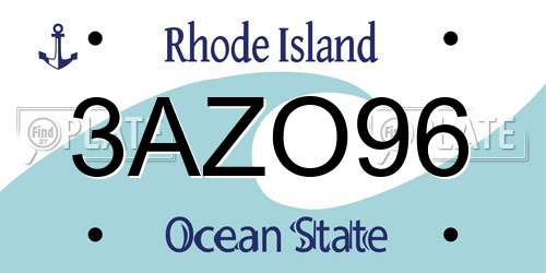 3AZO96 Rhode Island License Plate
