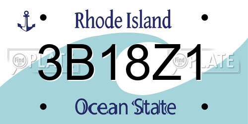 3B18Z1 Rhode Island License Plate