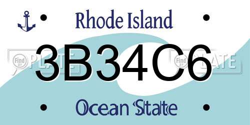 3B34C6 Rhode Island License Plate