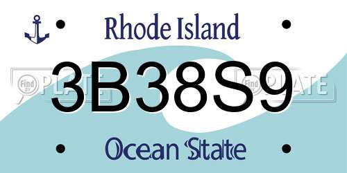 3B38S9 Rhode Island License Plate