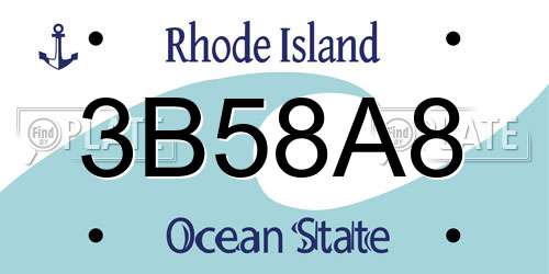 3B58A8 Rhode Island License Plate