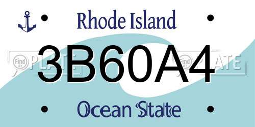 3B60A4 Rhode Island License Plate