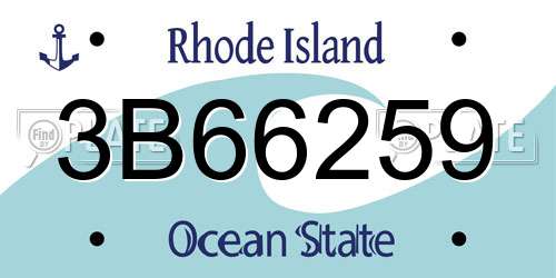 3B66259 Rhode Island License Plate