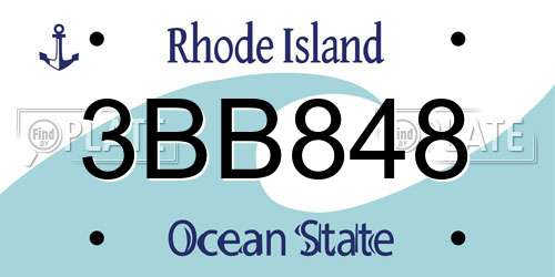 3BB848 Rhode Island License Plate
