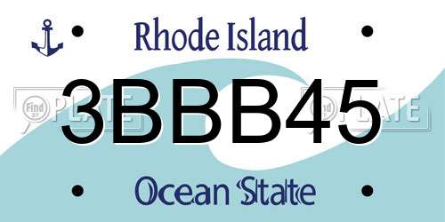 3BBB45 Rhode Island License Plate