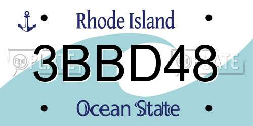 3BBD48 Rhode Island License Plate