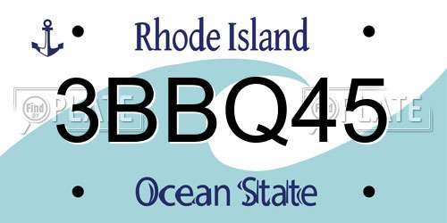 3BBQ45 Rhode Island License Plate