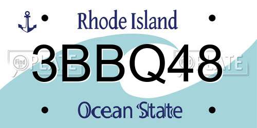 3BBQ48 Rhode Island License Plate