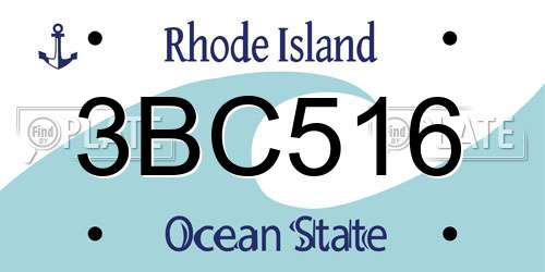 3BC516 Rhode Island License Plate