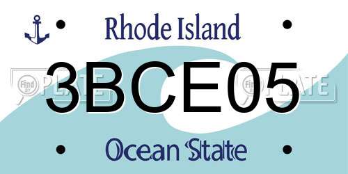 3BCE05 Rhode Island License Plate