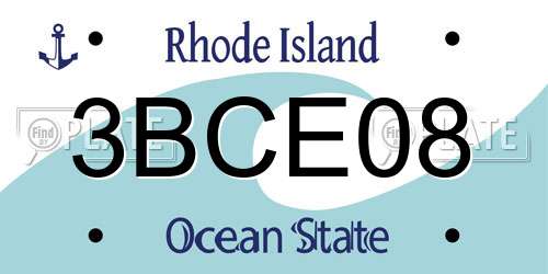 3BCE08 Rhode Island License Plate