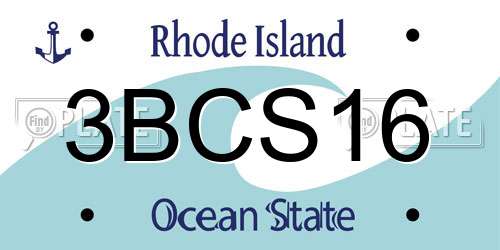 3BCS16 Rhode Island License Plate