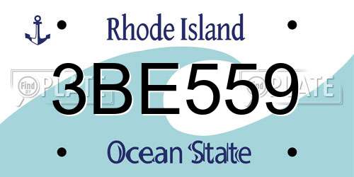 3BE559 Rhode Island License Plate