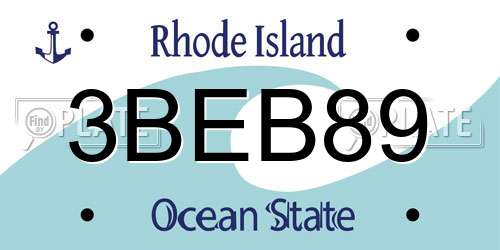 3BEB89 Rhode Island License Plate