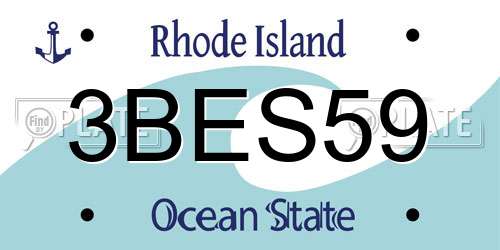 3BES59 Rhode Island License Plate