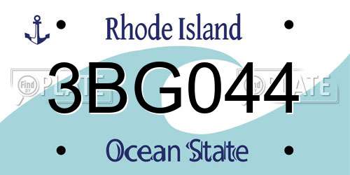 3BG044 Rhode Island License Plate