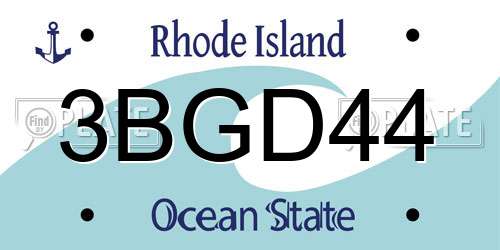 3BGD44 Rhode Island License Plate