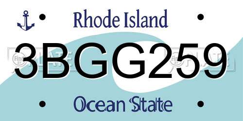 3BGG259 Rhode Island License Plate