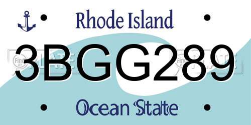 3BGG289 Rhode Island License Plate