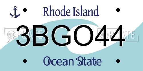 3BGO44 Rhode Island License Plate