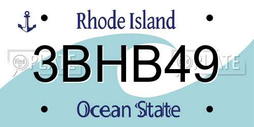 3BHB49 Rhode Island License Plate