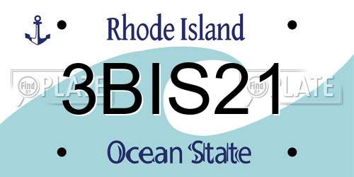 3BIS21 Rhode Island License Plate