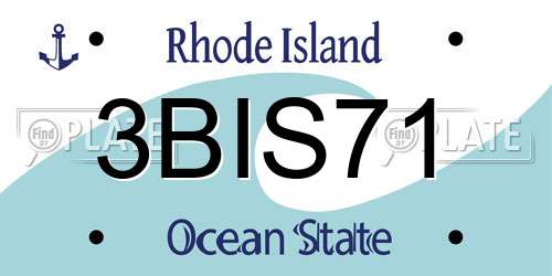 3BIS71 Rhode Island License Plate