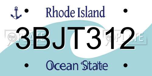 3BJT312 Rhode Island License Plate