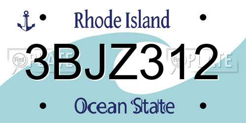 3BJZ312 Rhode Island License Plate
