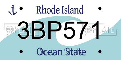 3BP571 Rhode Island License Plate